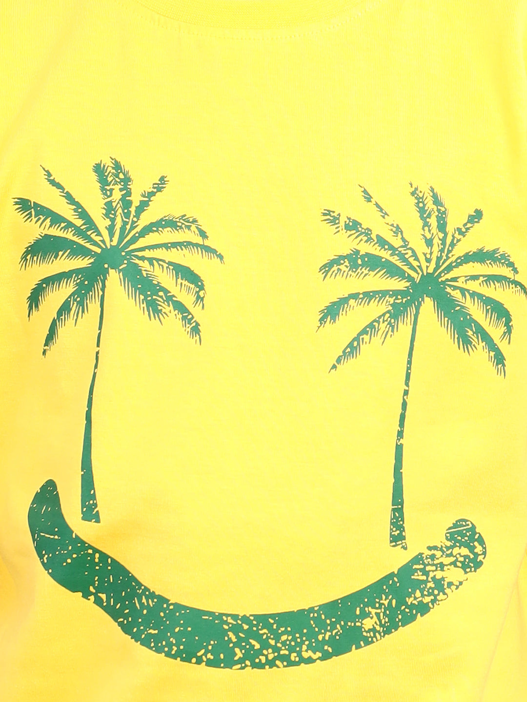 Zion Boys Crew Neck Tshirt in Smiley Palm Tree Print-Yellow