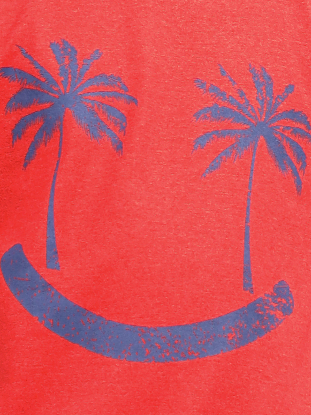 Zion Boys Crew Neck Tshirt in Smiley Palm Tree Print-Red