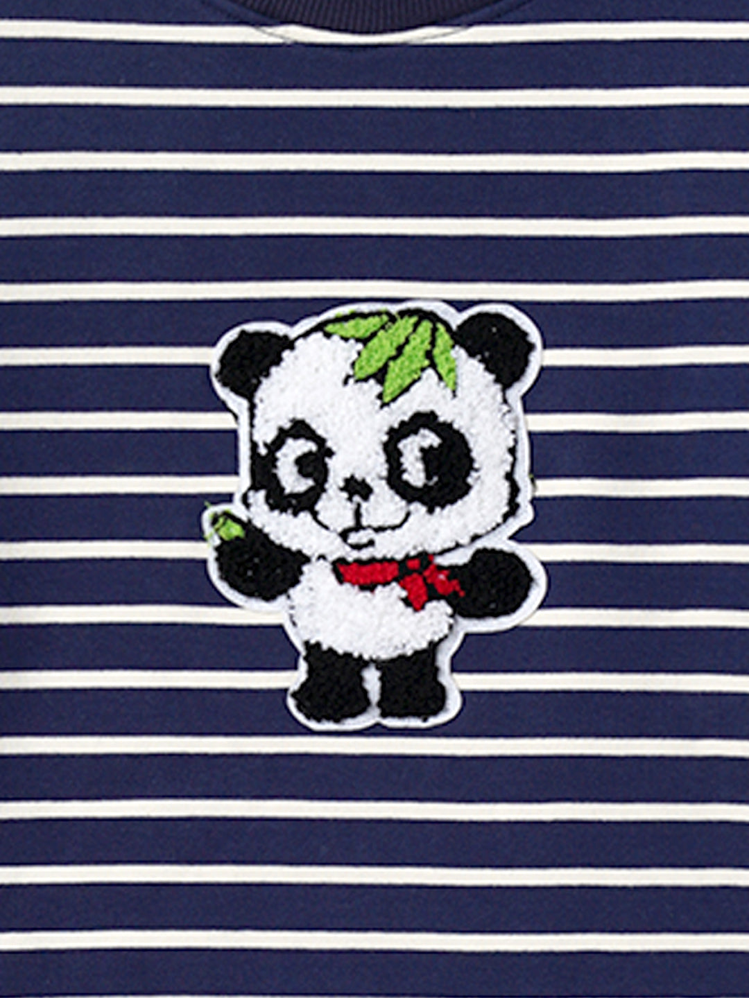 Zion Boys Sweatshirt with Cute Panda in Terry Embroidery-Navy