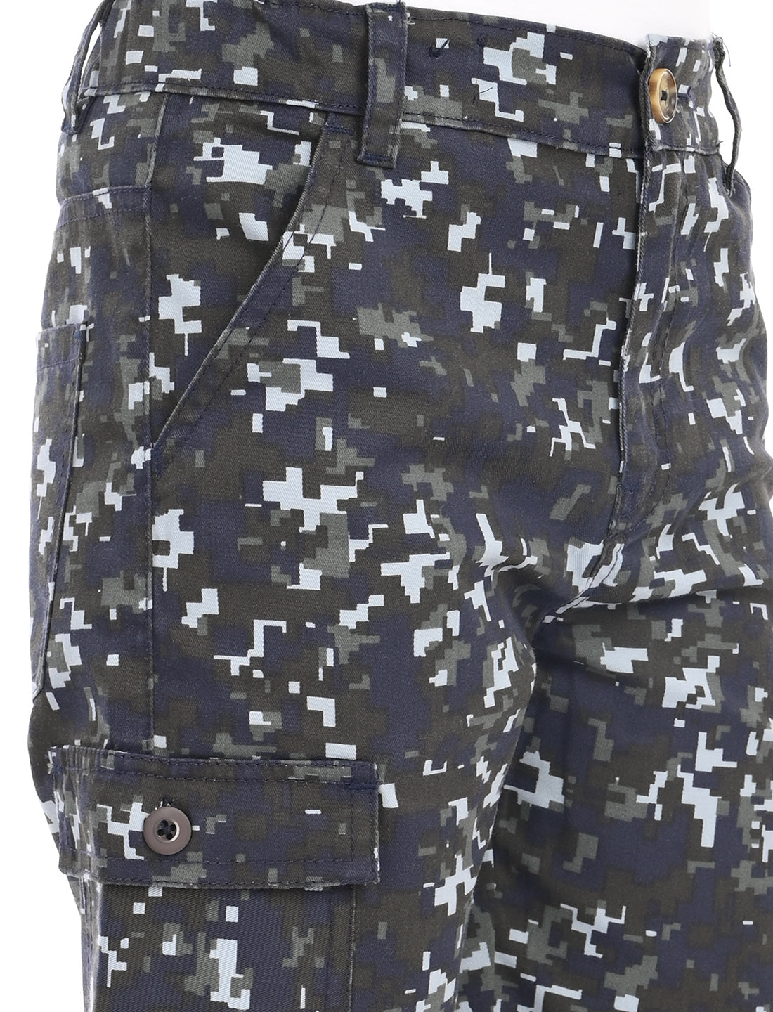 Zion Boys Cotton Abstract Camoflague Printed Cargo Shorts - Black