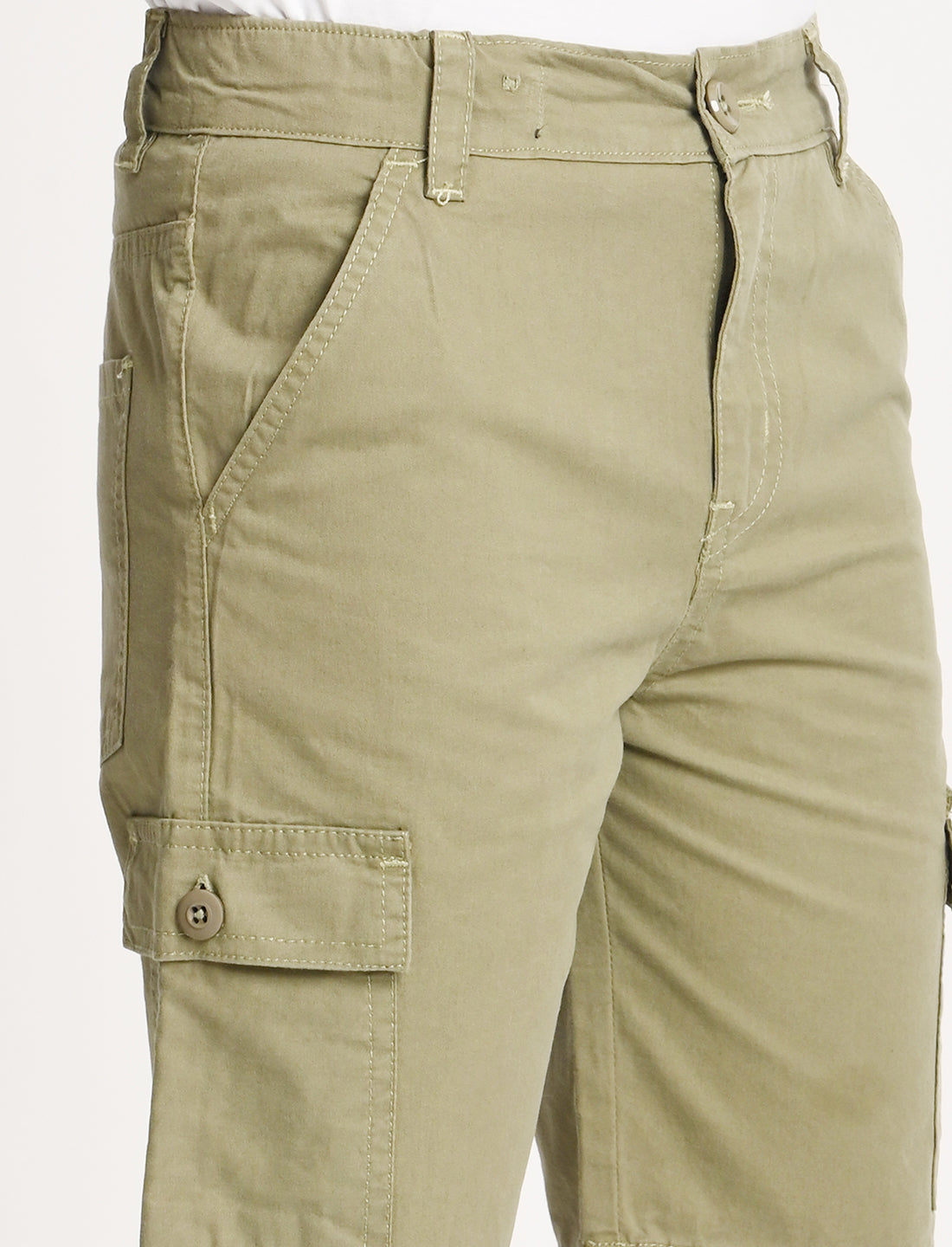 Zion Boys Cotton Solid Colored Cargo Shorts - Olive
