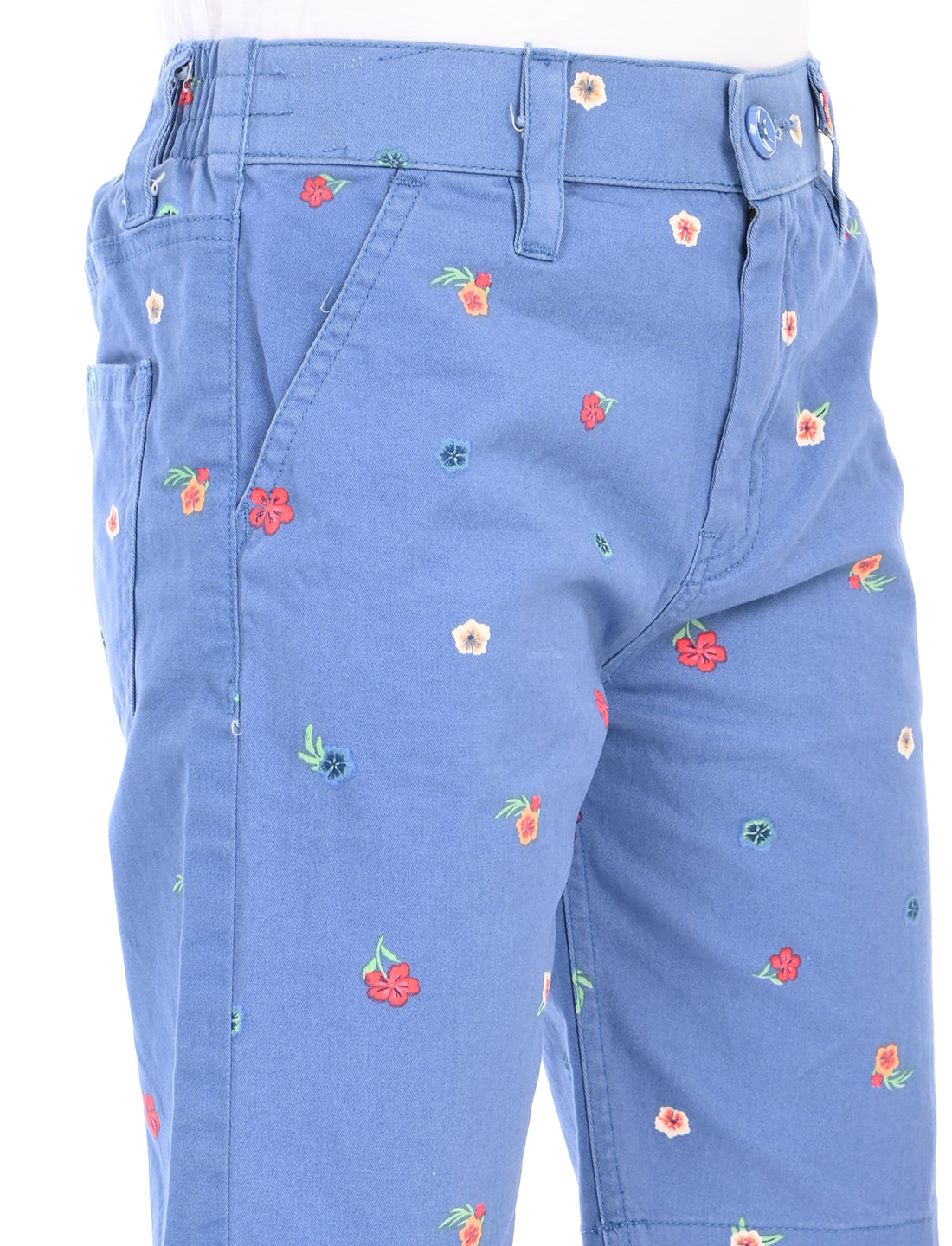 Zion Boys Cotton Printed Chino Shorts - Blue