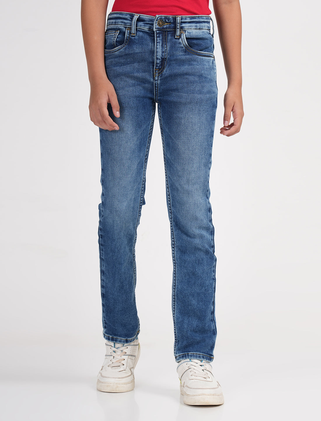 Zion Boys Super Soft Cotton Relaxed Solid Jeans-Light Blue