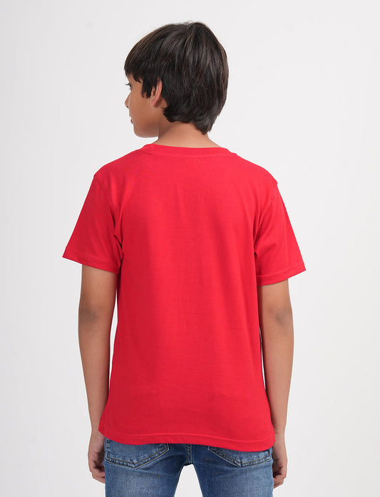 Zion Boys Solid Crew Neck T shirt-Red
