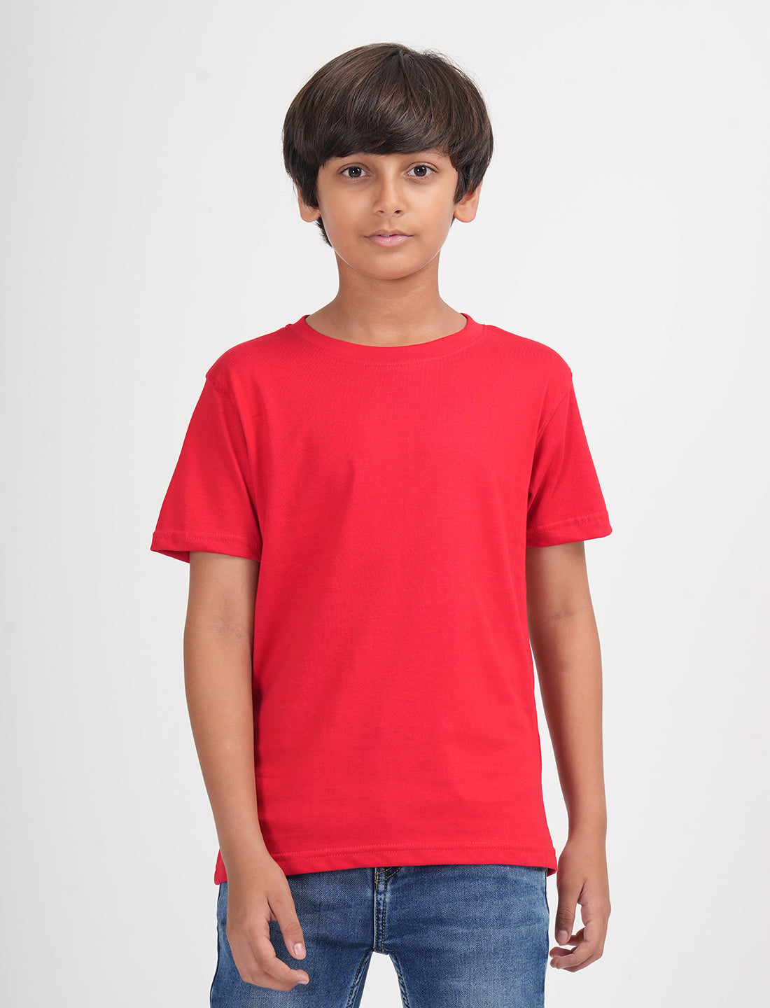 Zion Boys Solid Crew Neck T shirt-Red
