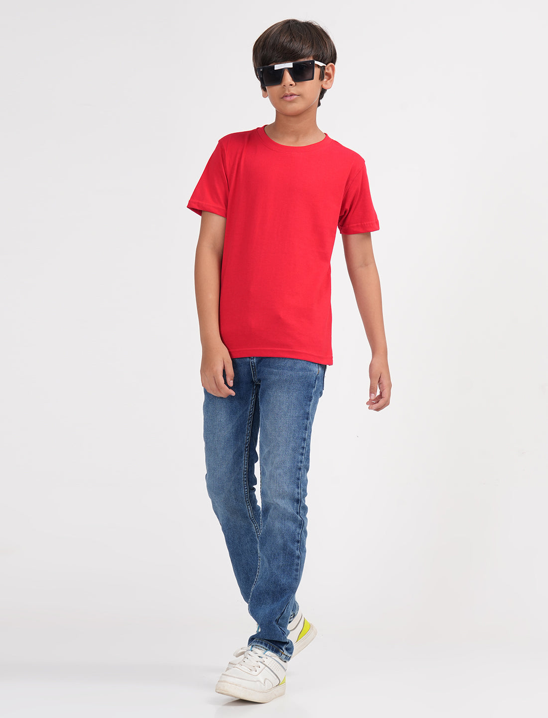 Zion Boys Solid Crew Neck T shirt-Red