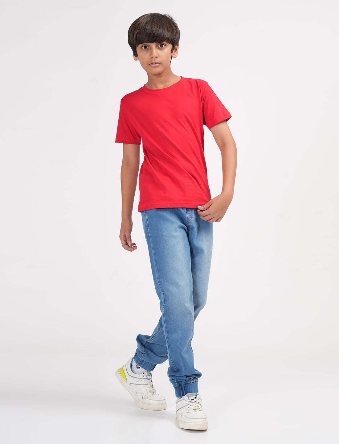 Zion Boys Super Soft Cotton Solid Denim Joggers- Light Blue