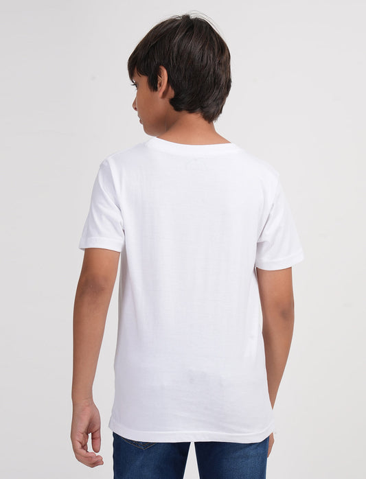 Zion Boys Solid Crew Neck T shirt-White