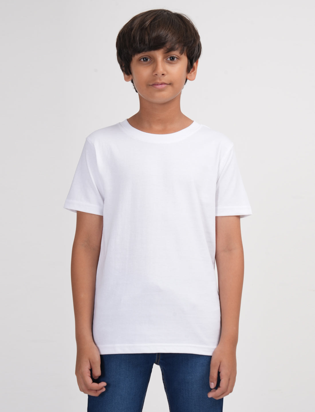 Zion Boys Solid Crew Neck T shirt-White
