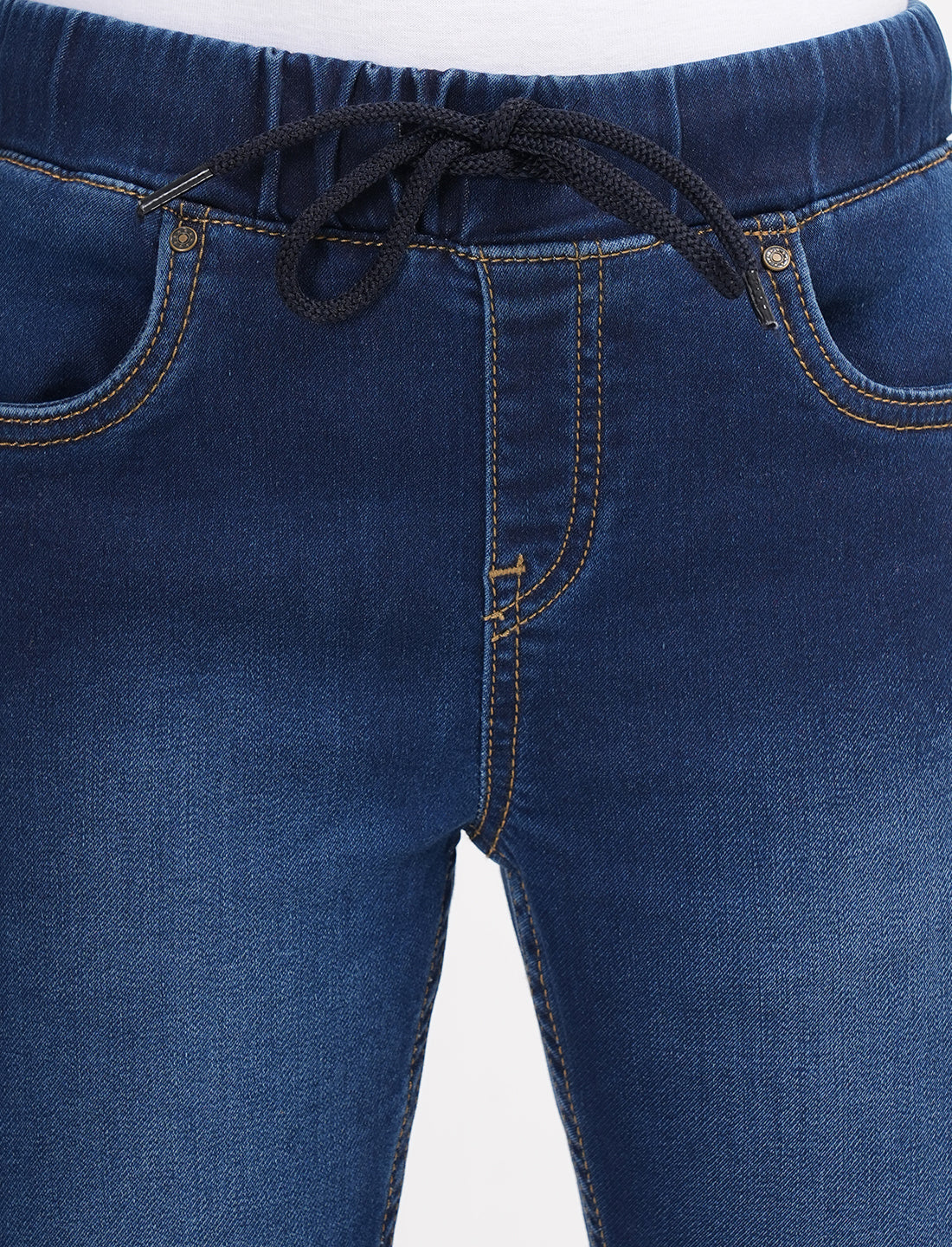 Zion Boys Super Soft Cotton Solid Denim Joggers-Navy Blue