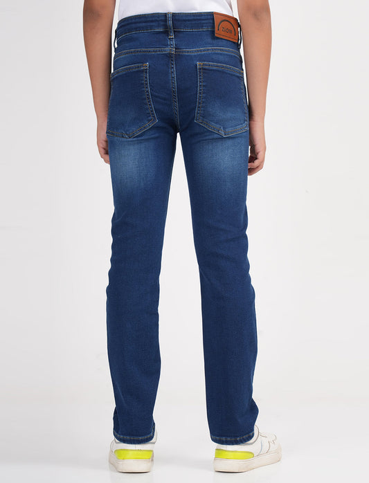 Zion Boys Super Soft Cotton Relaxed Solid Jeans-Blue