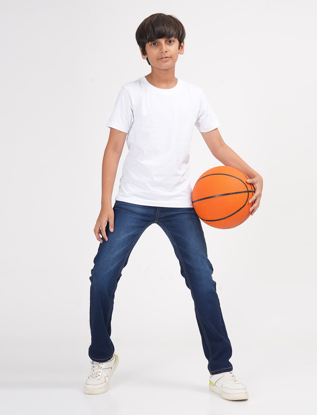 Zion Boys Super Soft Cotton Relaxed Solid Jeans-Navy Blue