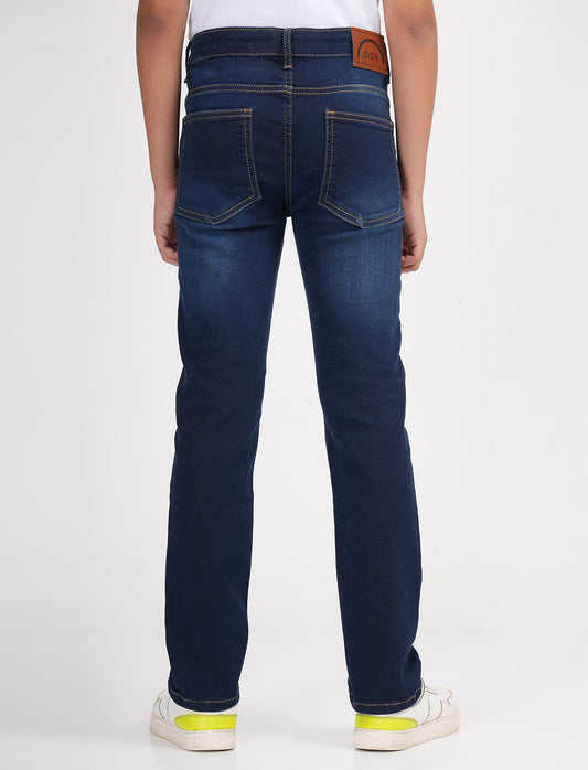 Zion Boys Super Soft Cotton Relaxed Solid Jeans-Navy Blue