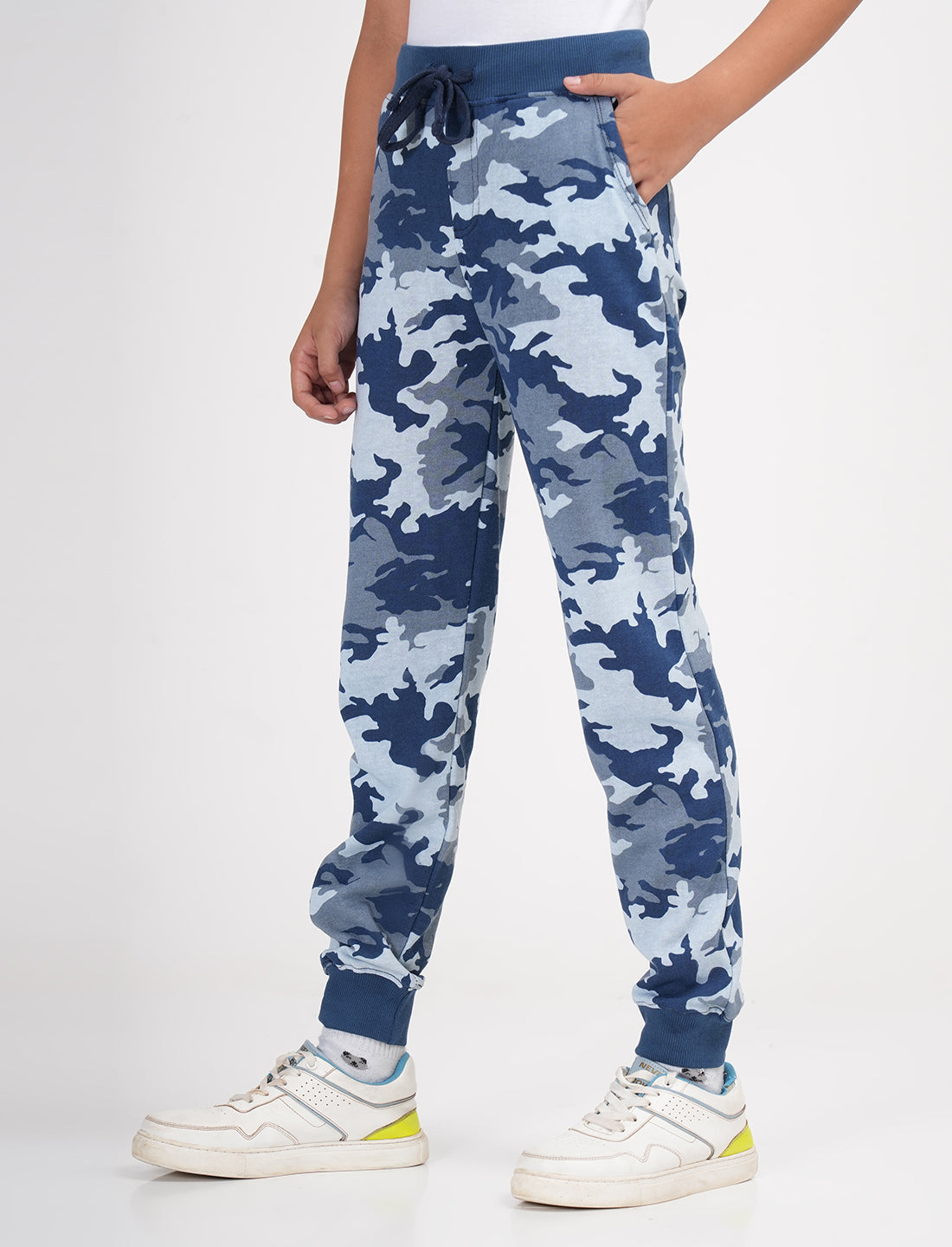 Zion Boys Camo Print Track Pants-Lt Blue