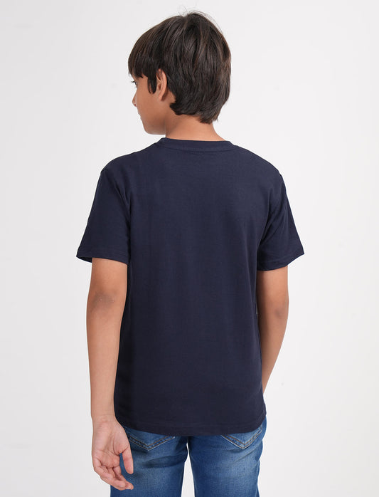 Zion Boys Solid Crew Neck T shirt-Navy