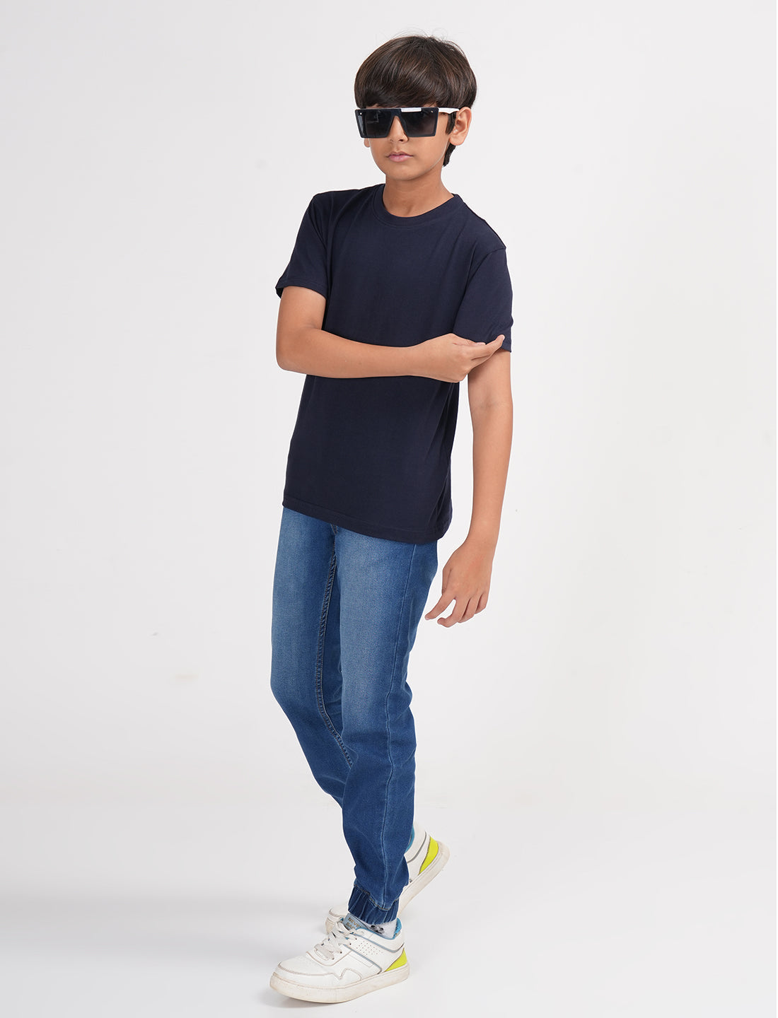 Zion Boys Solid Crew Neck T shirt-Navy