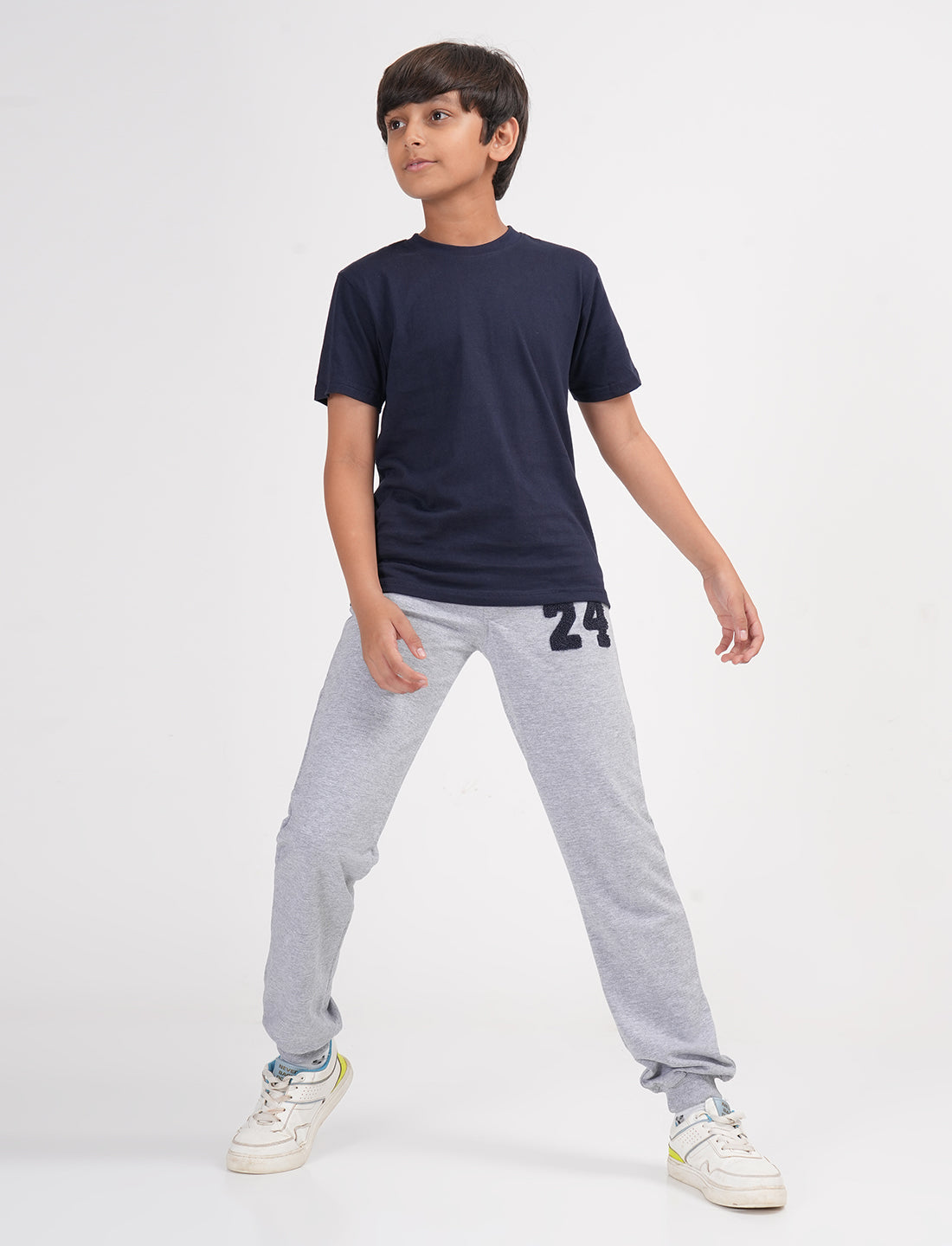 Zion Boys Solid Track Pants with Numeric Applique-Grey