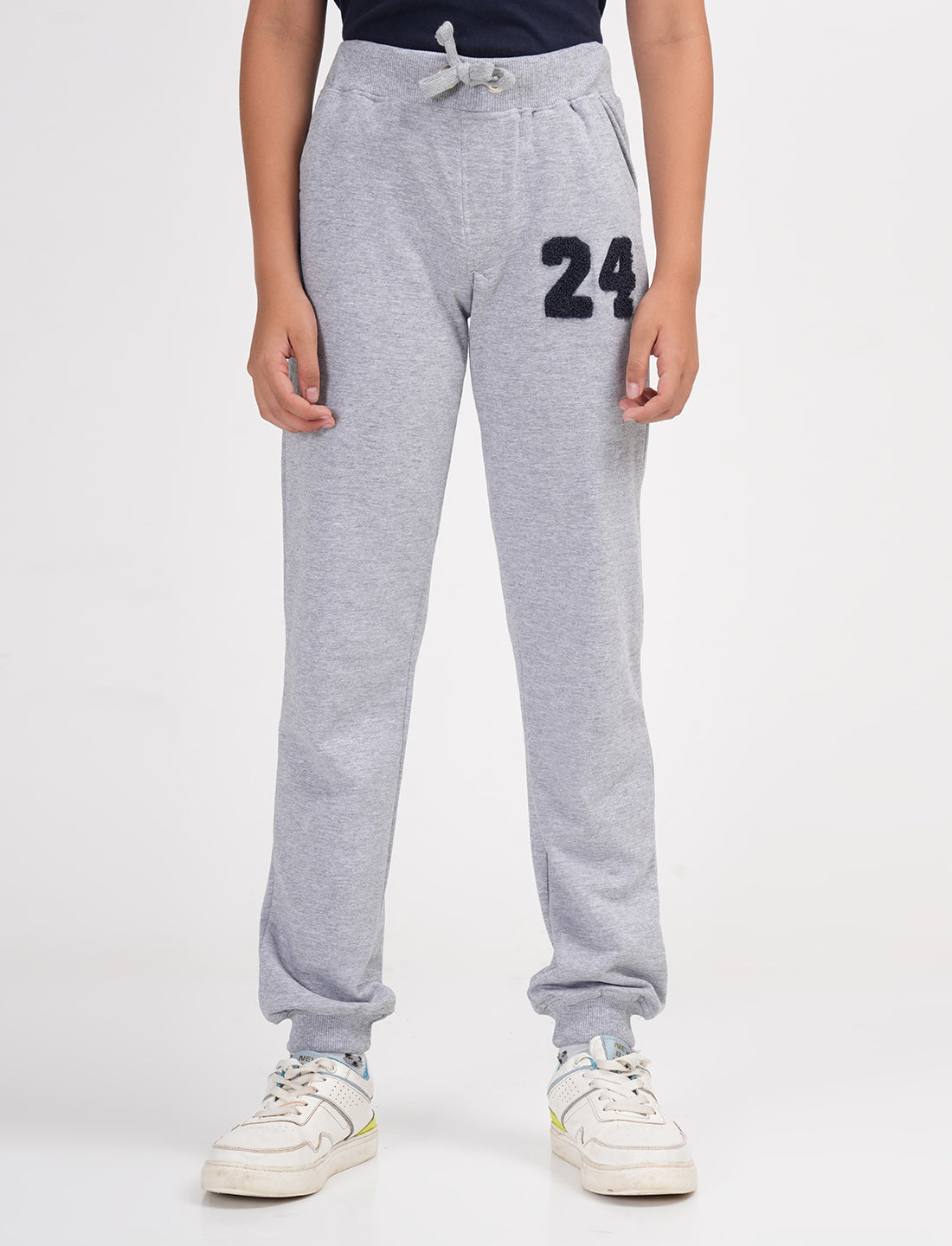 Zion Boys Solid Track Pants with Numeric Applique-Grey