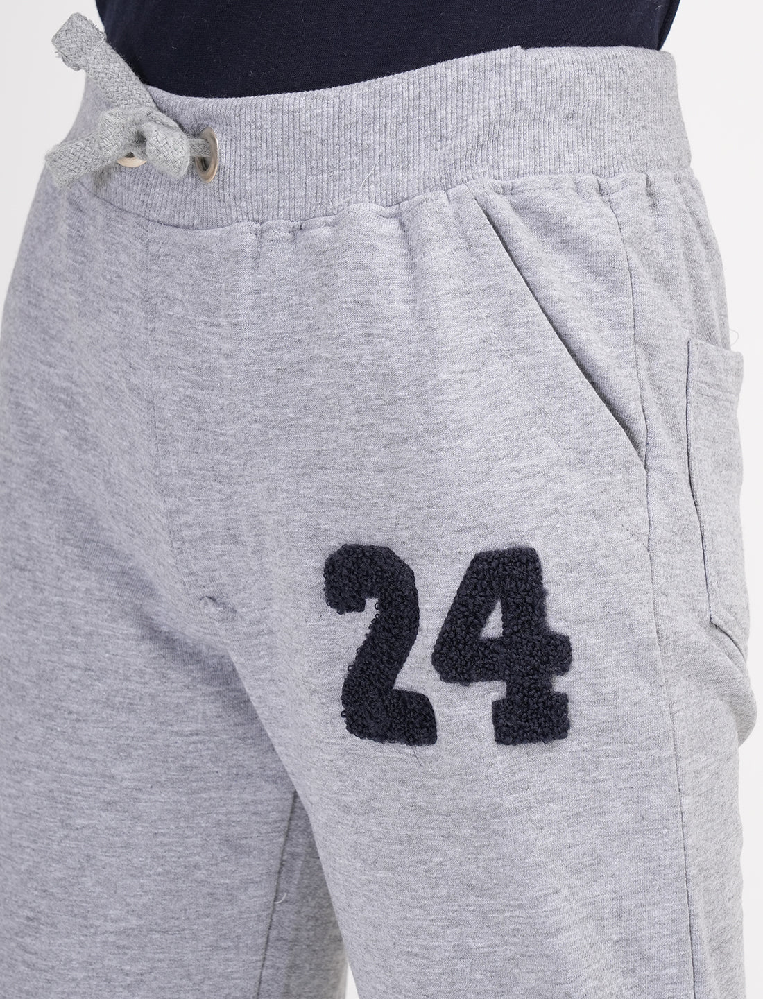 Zion Boys Solid Track Pants with Numeric Applique-Grey