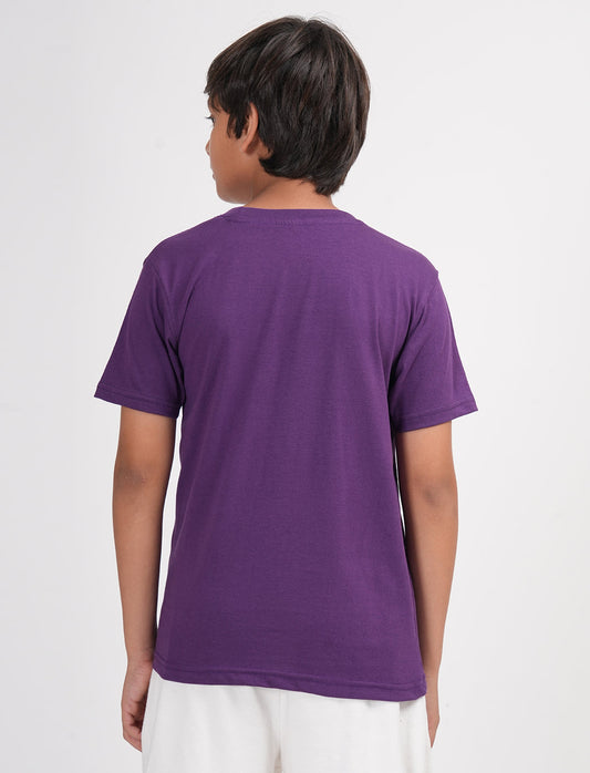 Zion Boys Solid Crew Neck T shirt - Purple