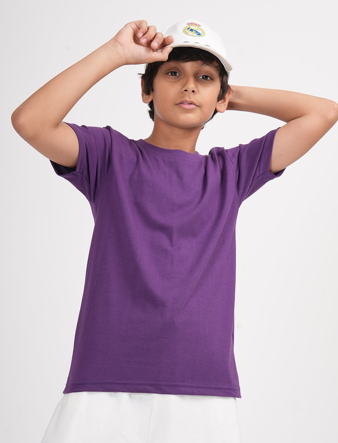 Zion Boys Solid Crew Neck T shirt - Purple