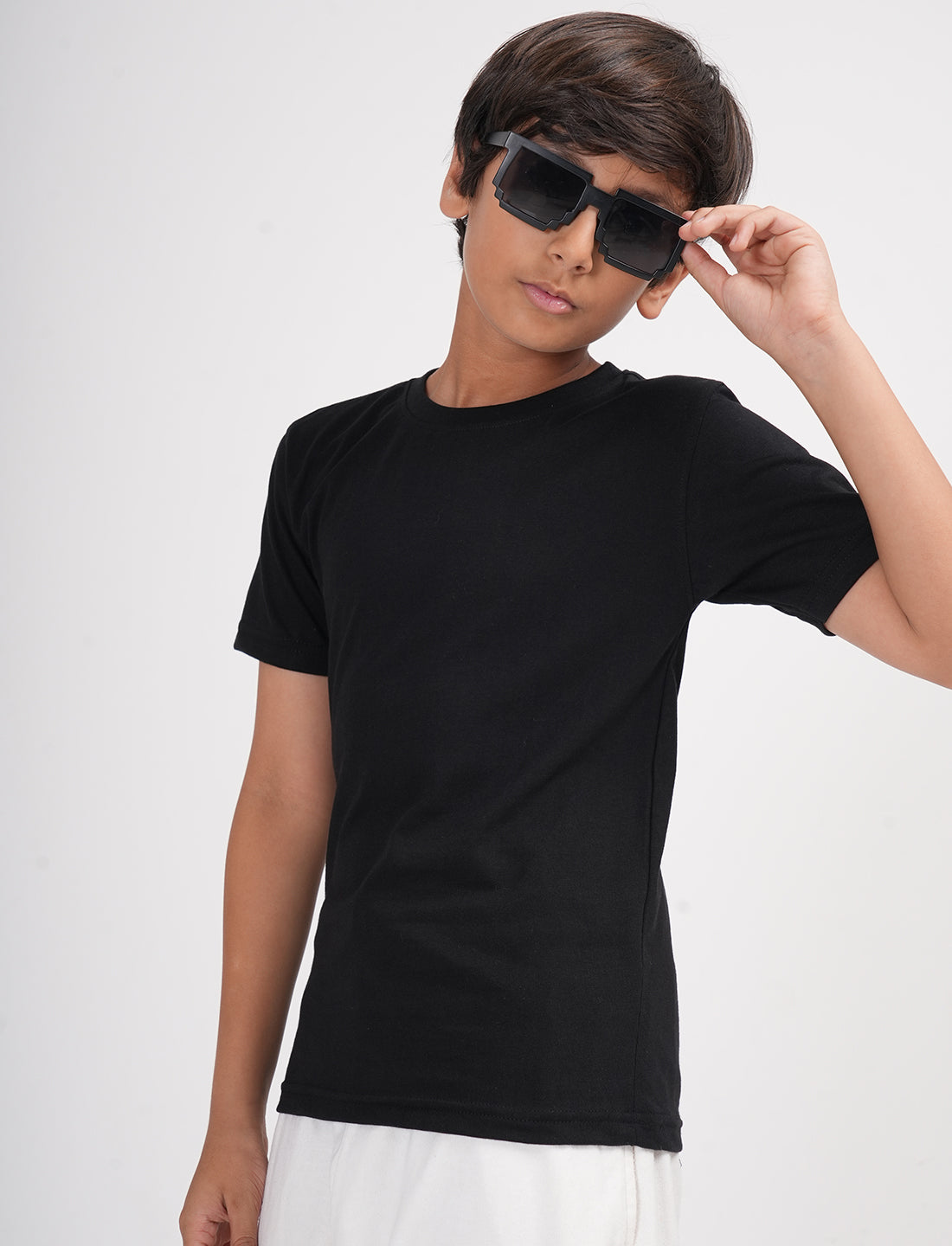 Zion Boys Solid Crew Neck T shirt - Black