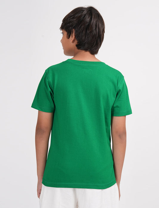 Zion Boys Solid Crew Neck T shirt-Green