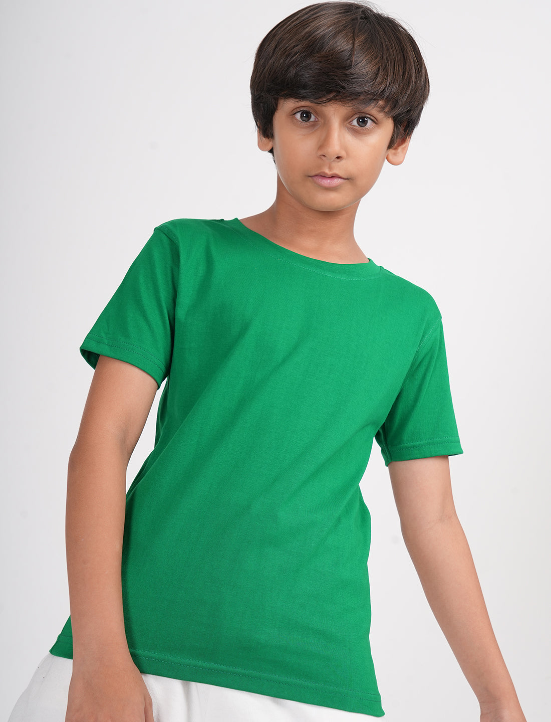 Zion Boys Solid Crew Neck T shirt-Green