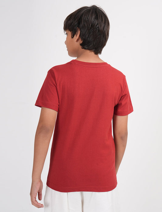 Zion Boys Half Sleeve Space Launch Graphic Printed T Shirt - Burnt Orange