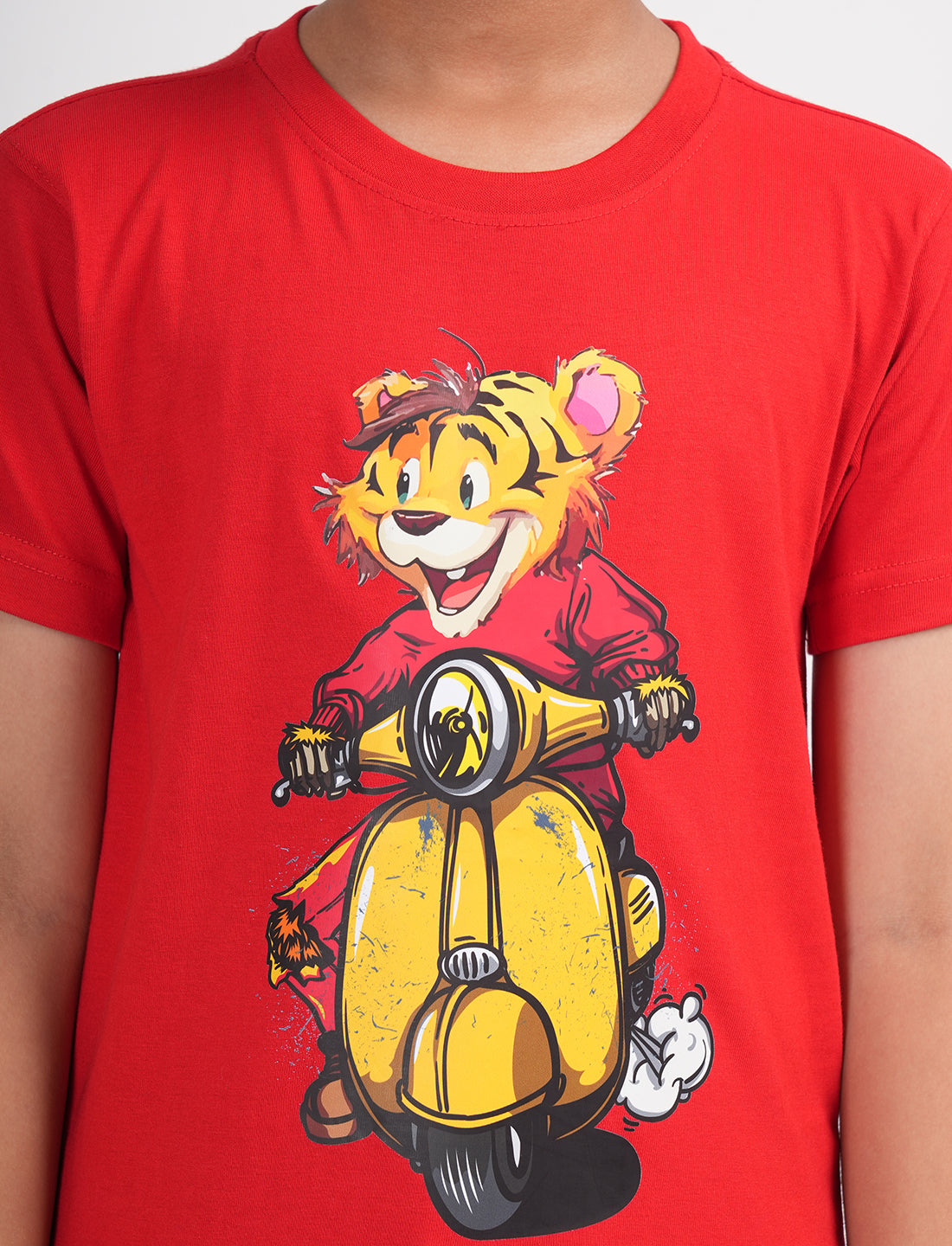 Zion Boys Half Sleeve Graphic Printed T Shirt - Red