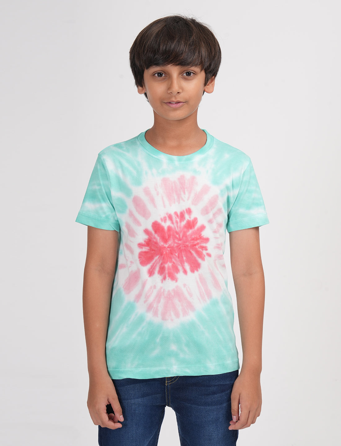 Zion Boys Half Sleeve T Shirt Tie & Dye - Green