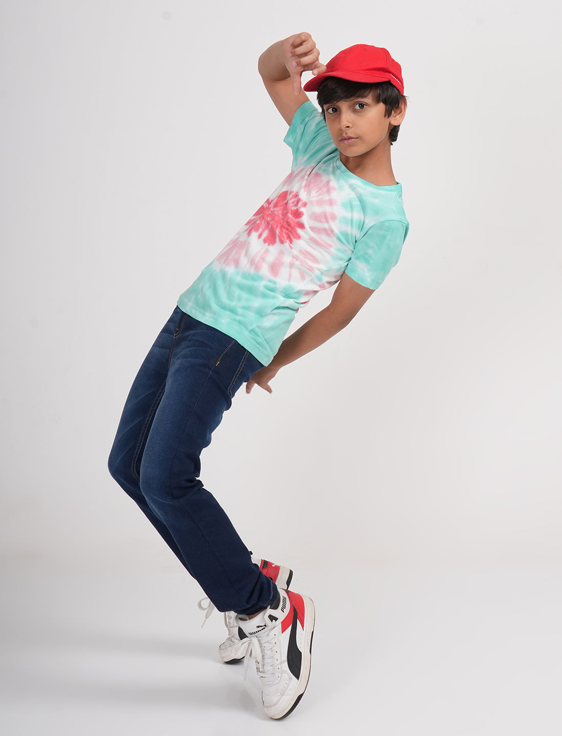 Zion Boys Half Sleeve T Shirt Tie & Dye - Green
