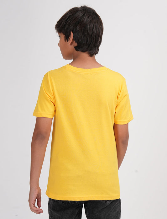Zion Boys Solid Crew Neck T shirt-Yellow