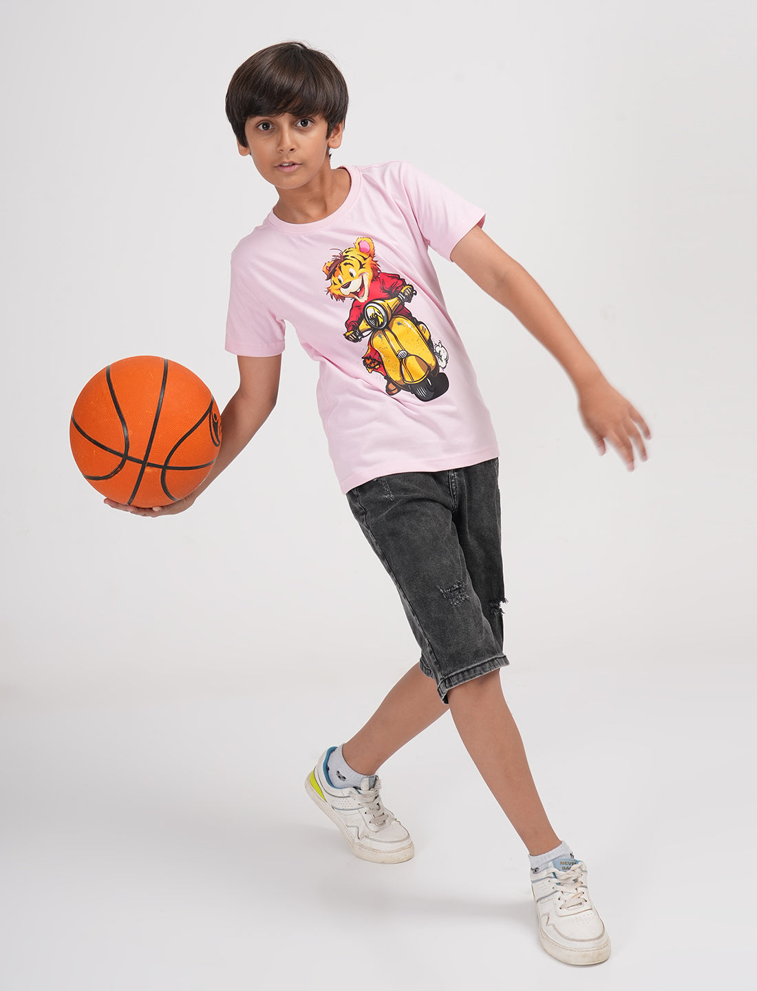 Zion Boys Half Sleeve Graphic Printed T Shirt - Peach