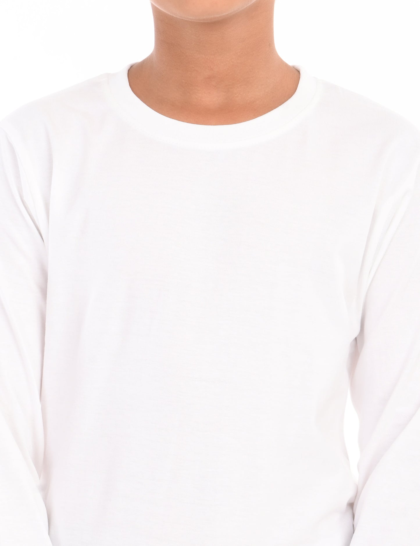 Zion Cotton Full Sleeve Solid Round Neck T shirt - White