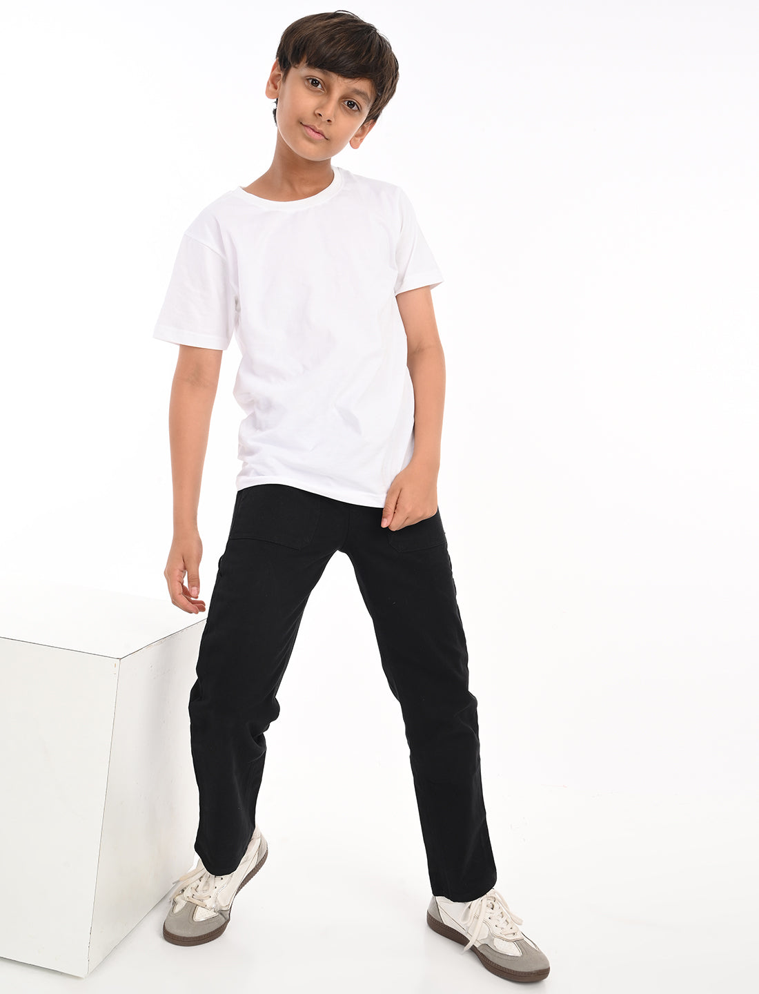 Zion Boys Cotton Solid Colored Work Wear Trousers - Black