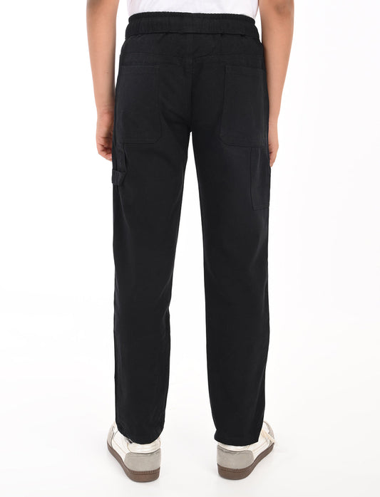 Zion Boys Cotton Solid Colored Work Wear Trousers - Black