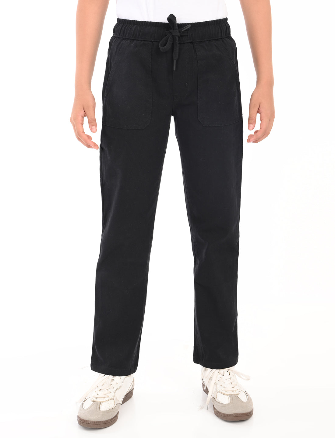 Zion Boys Cotton Solid Colored Work Wear Trousers - Black