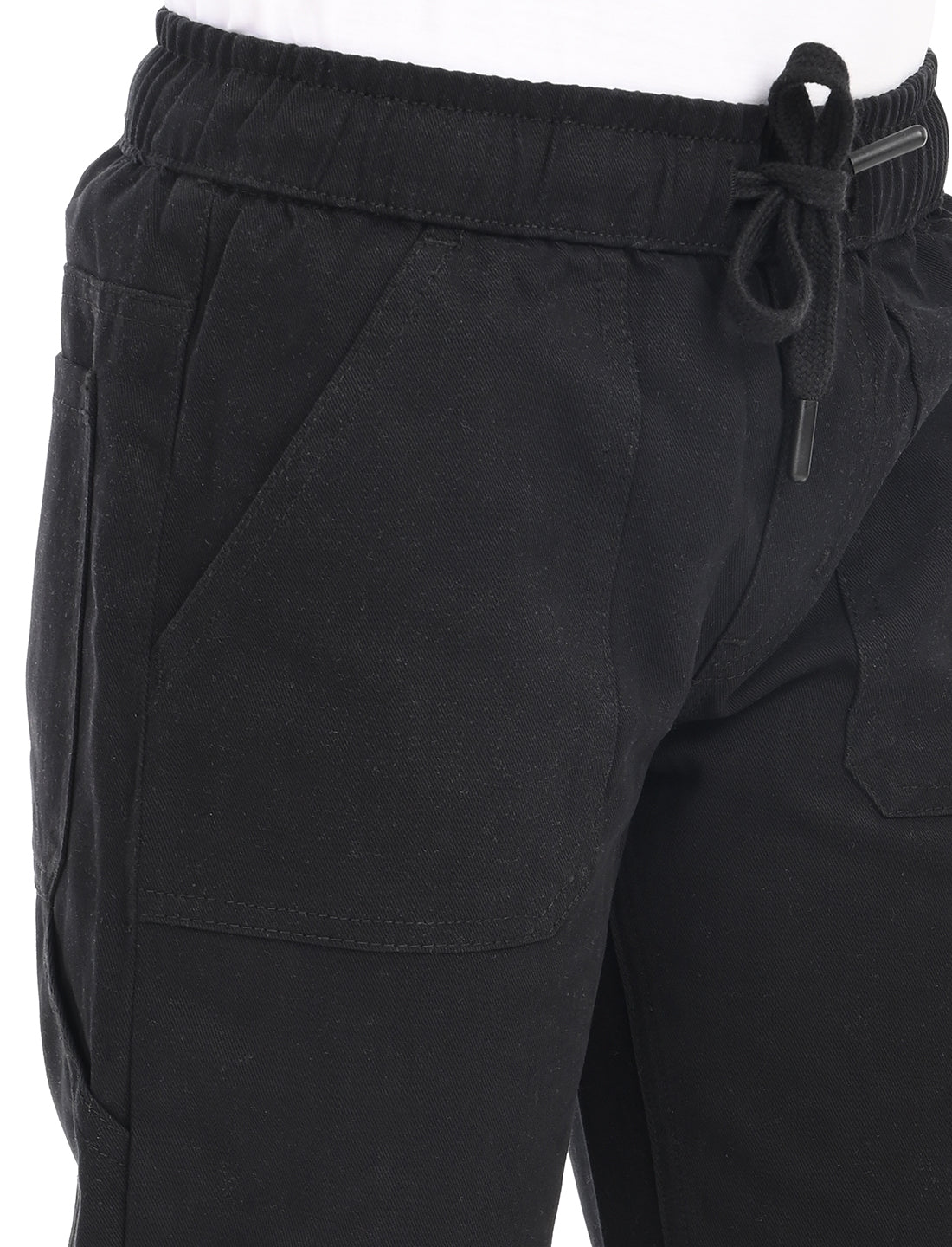 Zion Boys Cotton Solid Colored Work Wear Trousers - Black
