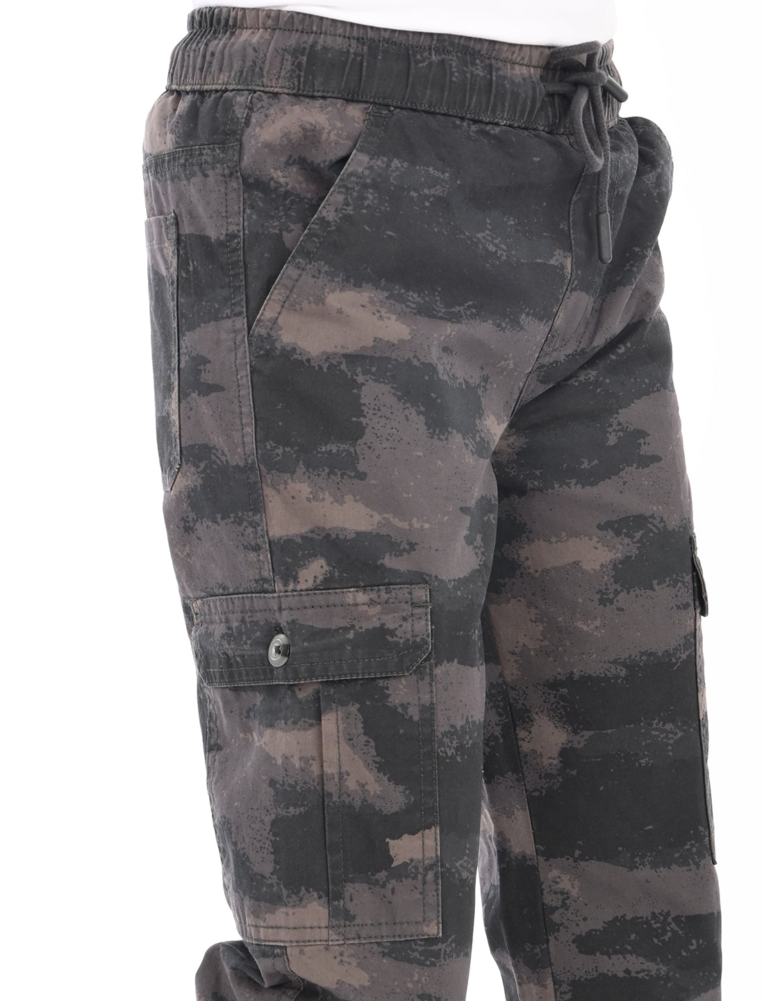 Zion Boys Cotton Camoflague Printed Ankle Length Jogger - Black
