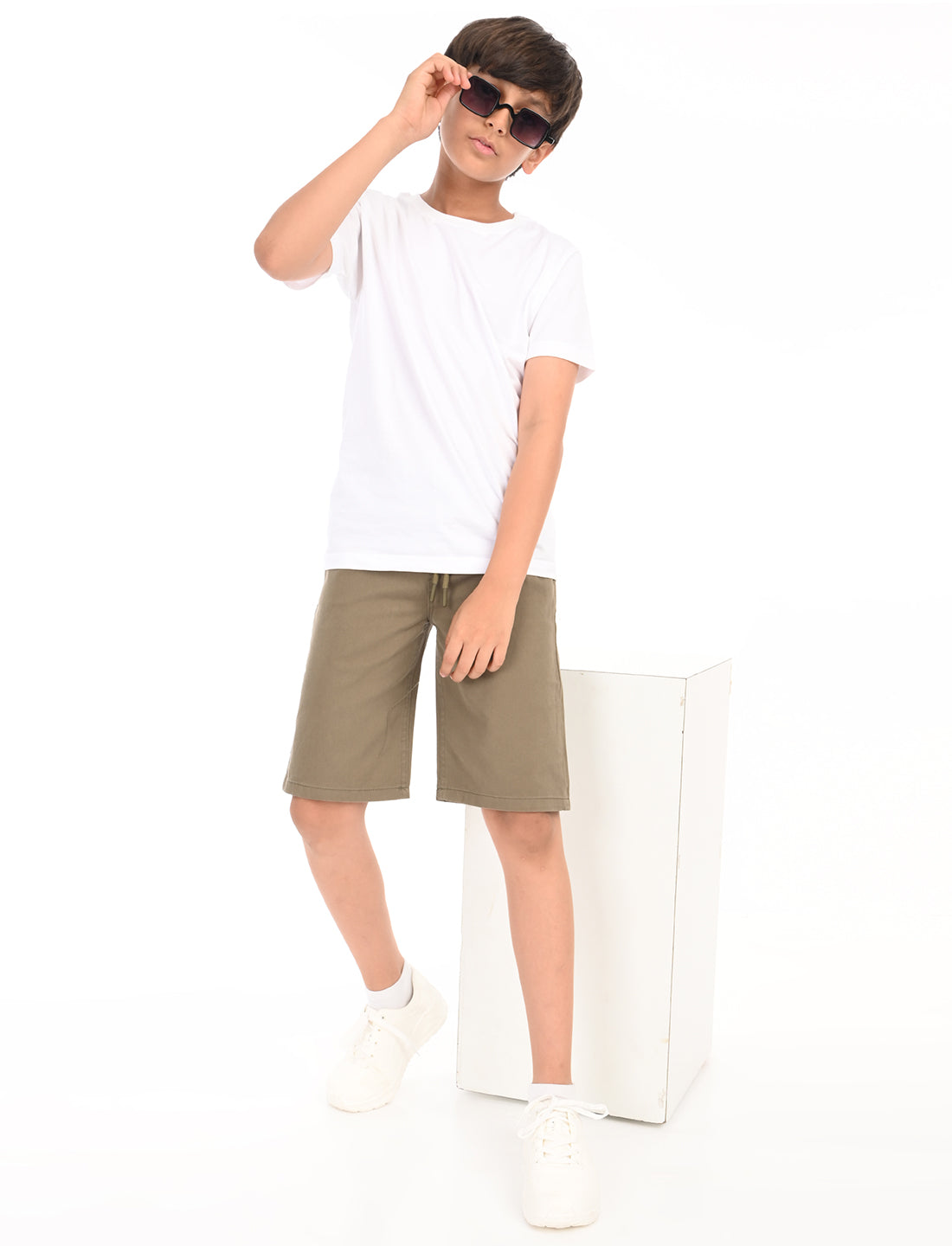Zion Boys Cotton Bermuda Shorts Kneed Length - Olive