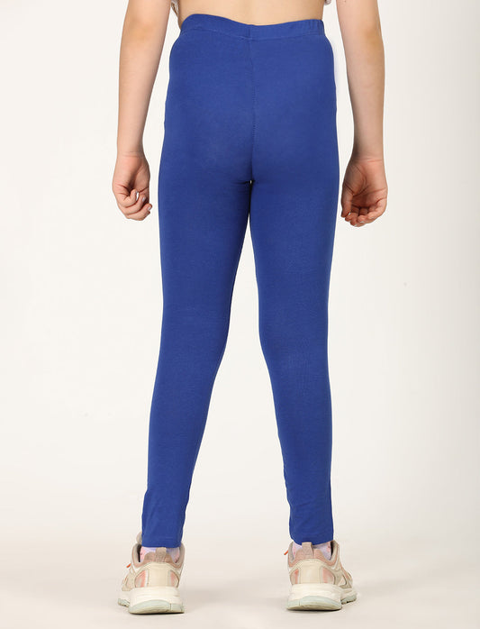 Zion girls 4 way Stretachable Cotton Lycra Ankle Length Leggings - Royal Blue