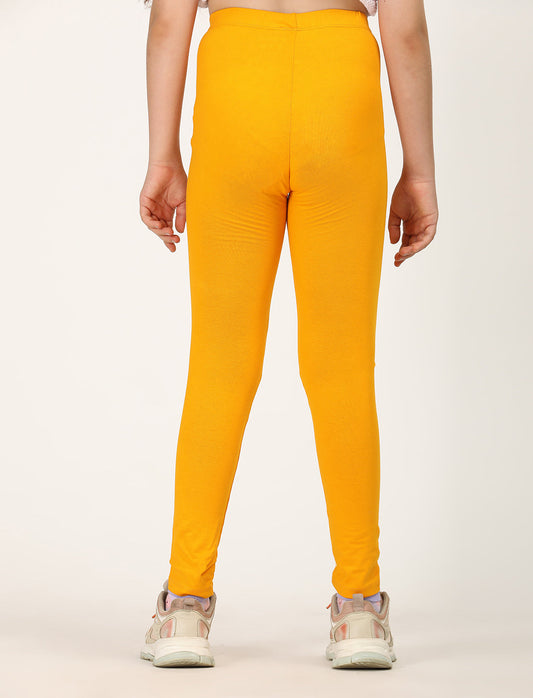 Zion girls 4 way Stretachable Cotton Lycra Ankle Length Leggings - Yellow