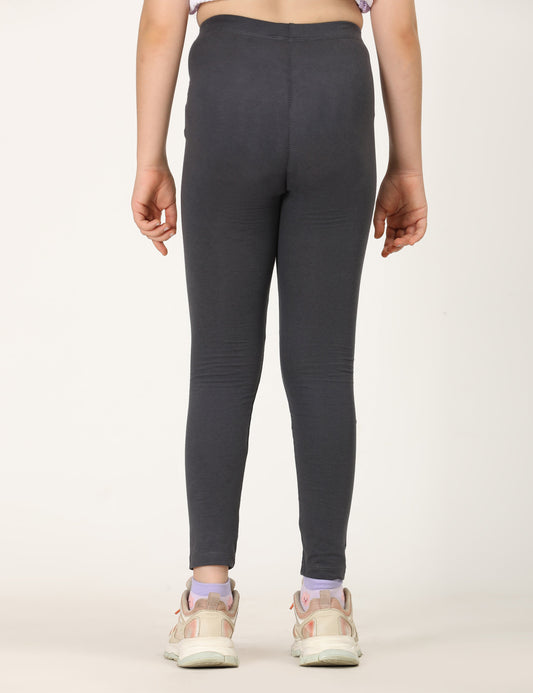 Zion girls 4 way Stretachable Cotton Lycra Ankle Length Leggings - Grey