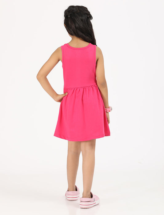 Zion Girls Patterned Jersey Dress-Pink