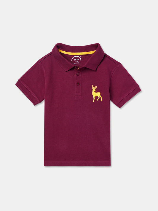 Zion Boys Pique Polo T-shirt with Deer Embroidery Pack of 2