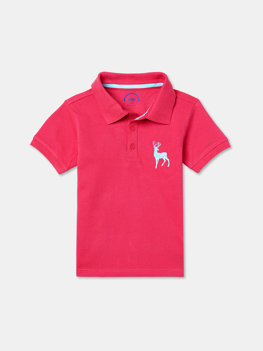 Zion Boys Pique Polo T-shirt with Deer Embroidery Pack of 2