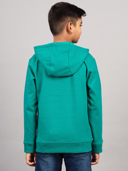 Zion Boys Hooded Sweatshirt with Skater Print Highlight-Green