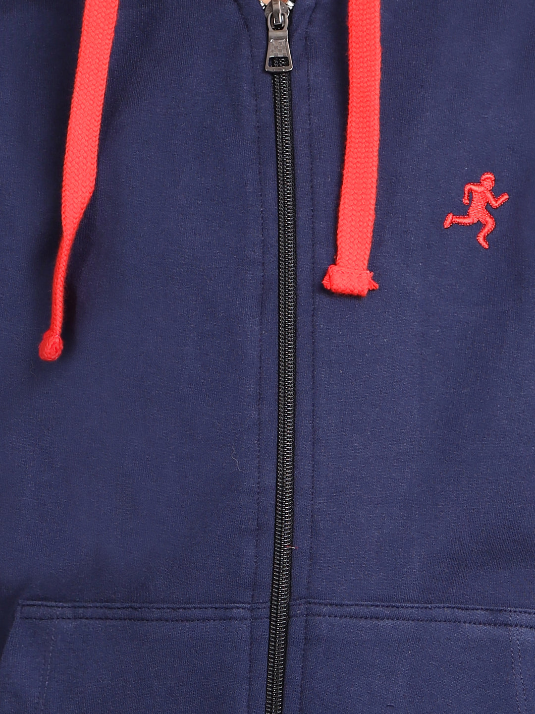 Zion Boys Solid Front Open Hooded Sweatshirt with embroidery-Navy