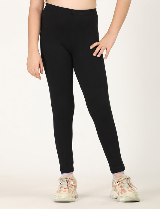Zion girls 4 way Stretachable Cotton Lycra Ankle Length Leggings - Black